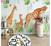 XLMING Plants Green Leaves Flowers Butterflies Giraffe 3D Wallpaper Premium Textured Silk Study Dining Living Room Bedroom Sofa TV Wall Easy Install-350cm×256cm