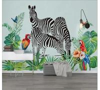 XLMING Plants Green Leaves Flowers Zebra Butterfly 3D Wallpaper Luxury Home Dining Decor Paste Sofa Living Room The Wall for Bedroom Mural-400cm×280cm