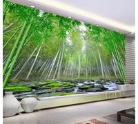 XLMING Realistic Bamboo Grove Stream Fresh Beautiful 3D Wallpaper Silky Texture Home Study Office Grey Dining Room Sofa Bedroom Living Room TV Backdrop-300cm×210cm