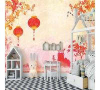 XLMING Red Lanterns Architecture Tree Branches Art 3D Wallpaper Luxury Home Dining Decor Paste Sofa Living Room The Wall for Bedroom Mural-250cm×170cm