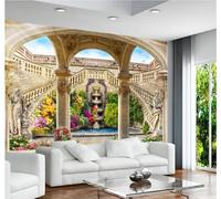 XLMING Relief Architecture Garden Sky Landscape 3D Wallpaper Luxury Silk Study Dining Feature Sofa Grey Bedroom Living Room Tv Decorative Wall-400cm×280cm