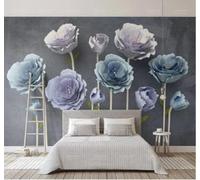 XLMING Relief Beautiful Three Dimensional Purple Floral 3D Wallpaper Luxury Home Dining Decor Paste Sofa Living Room The Wall for Bedroom Mural-150cm×105cm