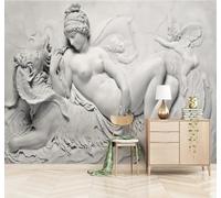 XLMING Relief Black and White Figures Angels Art 3D Wallpaper Premium Textured Silk Study Dining Living Room Bedroom Sofa TV Wall Easy Install-250cm×170cm