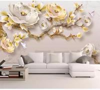 XLMING Relief Branches Flowers Butterflies Birds 3D Wallpaper Premium Textured Silk Study Dining Living Room Bedroom Sofa TV Wall Easy Install-200cm×140cm