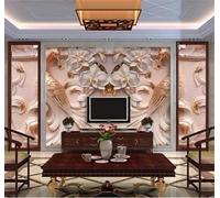 XLMING Relief Carving Pink Peacock Flowers Art 3D Wallpaper Luxury Home Dining Decor Paste Sofa Living Room The Wall for Bedroom Mural-200cm×140cm