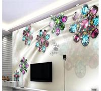 XLMING Relief Colourful Diamond Flower Jewellery 3D Wallpaper Luxury Home Dining Decor Paste Sofa Living Room The Wall for Bedroom Mural-250cm×170cm