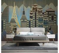 XLMING Relief Creative Gold Thread City Skyscrapers Art 3D Wallpaper Luxury Home Dining Decor Paste Sofa Living Room The Wall for Bedroom Mural-300cm×210cm
