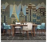 XLMING Relief Creative Gold Thread Urban Architecture Art 3D Wallpaper Luxury Home Dining Decor Paste Sofa Living Room The Wall for Bedroom Mural-150cm×105cm
