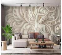 XLMING Relief Figures Sculpture Angels Art 3D Wallpaper Luxury Silk Study Dining Feature Sofa Grey Bedroom Living Room Tv Decorative Wall-350cm×256cm