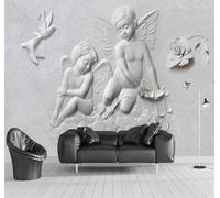 XLMING Relief Three Dimensional Angel Birds Flowers 3D Wallpaper Premium Textured Silk Study Dining Living Room Bedroom Sofa TV Wall Easy Install-300cm×210cm