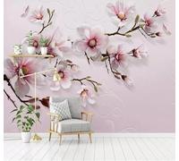 XLMING Relief Three Dimensional Beautiful Pink Flowers 3D Wallpaper Luxury Home Dining Decor Paste Sofa Living Room The Wall for Bedroom Mural-430cm×300cm