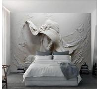 XLMING Relief Three Dimensional Girl Butterfly Art 3D Wallpaper Luxury Silk Study Dining Feature Sofa Grey Bedroom Living Room Tv Decorative Wall-200cm×140cm