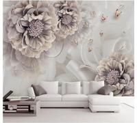 XLMING Relief Three Dimensional Minimalist Peony Butterfly 3D Wallpaper Luxury Home Dining Decor Paste Sofa Living Room The Wall for Bedroom Mural-350cm×256cm