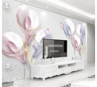 XLMING Relief Three Dimensional Pink Calla Lily Butterfly 3D Wallpaper Luxury Silk Study Dining Feature Sofa Grey Bedroom Living Room Tv Decorative Wall-350cm×256cm