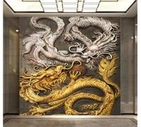 XLMING Relief Vintage Three Dimensional Gold Dragon 3D Wallpaper Luxury Home Dining Decor Paste Sofa Living Room The Wall for Bedroom Mural-150cm×105cm