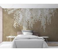 XLMING Retro Abstract Botanical Floral Vines 3D Wallpaper Luxury Silk Study Dining Feature Sofa Grey Bedroom Living Room Tv Decorative Wall-200cm×140cm