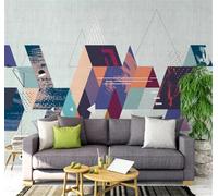 XLMING Retro Abstract Colourful Geometric Patterns 3D Wallpaper Premium Textured Silk Study Dining Living Room Bedroom Sofa TV Wall Easy Install-250cm×170cm