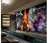 XLMING Retro Abstract Flames Guitar Rock Music 3D Wallpaper Luxury Home Dining Decor Paste Sofa Living Room The Wall for Bedroom Mural-250cm×170cm