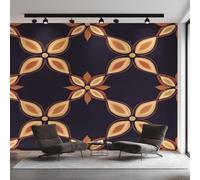 XLMING Retro Abstract Geometric Floral Art 3D Wallpaper Premium Textured Silk Study Dining Living Room Bedroom Sofa TV Wall Easy Install-430cm×300cm