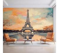 XLMING Retro Abstract Graffiti Architecture Trees 3D Wallpaper Premium Textured Silk Study Dining Living Room Bedroom Sofa TV Wall Easy Install-430cm×300cm