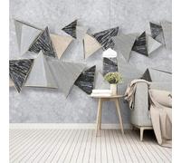 XLMING Retro Abstract Three Dimensional Geometric Triangle Graffiti 3D Wallpaper Silky Texture Home Study Office Grey Dining Room Sofa Bedroom Living Room TV Backdrop-430cm×300cm