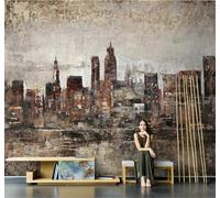 XLMING Retro Abstract Urban Architecture Art Industrial Style 3D Wallpaper Premium Textured Silk Study Dining Living Room Bedroom Sofa TV Wall Easy Install-400cm×280cm