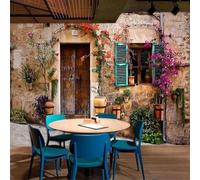 XLMING Retro Architecture Wooden Doors Plants Flowers 3D Wallpaper Luxury Home Dining Decor Paste Sofa Living Room The Wall for Bedroom Mural-200cm×140cm