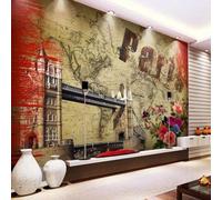 XLMING Retro Art Colourful Flowers Architecture Bridge 3D Wallpaper Silky Texture Home Study Office Grey Dining Room Sofa Bedroom Living Room TV Backdrop-430cm×300cm
