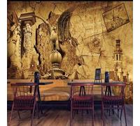 XLMING Retro Art Crack Architecture Eagle Relief 3D Wallpaper Silky Texture Home Study Office Grey Dining Room Sofa Bedroom Living Room TV Backdrop-150cm×105cm