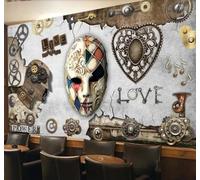 XLMING Retro Art Nostalgic Mechanical Gears Metal 3D Wallpaper Silky Texture Home Study Office Grey Dining Room Sofa Bedroom Living Room TV Backdrop-430cm×300cm