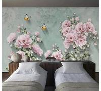 XLMING Retro Beautiful Three Dimensional Flowers Butterflies 3D Wallpaper Luxury Home Dining Decor Paste Sofa Living Room The Wall for Bedroom Mural-150cm×105cm