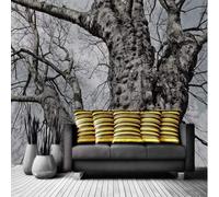 XLMING Retro Black and White Ancient Large Trees Art 3D Wallpaper Silky Texture Home Study Office Grey Dining Room Sofa Bedroom Living Room TV Backdrop-200cm×140cm
