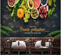 XLMING Retro Botanical Green Leaves Multicoloured Fruit 3D Wallpaper Luxury Home Dining Decor Paste Sofa Living Room The Wall for Bedroom Mural-400cm×280cm