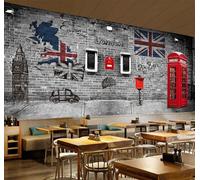 XLMING Retro Brick Wall Architecture Red Telephone Box 3D Wallpaper Luxury Home Dining Decor Paste Sofa Living Room The Wall for Bedroom Mural-200cm×140cm