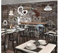 XLMING Retro Brick Wall Coffee Café Industrial Decor 3D Wallpaper Premium Textured Silk Study Dining Living Room Bedroom Sofa TV Wall Easy Install-430cm×300cm