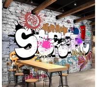 XLMING Retro Brick Wall Street Graffiti Art 3D Wallpaper Luxury Home Dining Decor Paste Sofa Living Room The Wall for Bedroom Mural-400cm×280cm