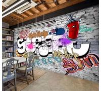 XLMING Retro Brick Wall Street Graffiti Art 3D Wallpaper Luxury Silk Study Dining Feature Sofa Grey Bedroom Living Room Tv Decorative Wall-400cm×280cm