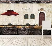 XLMING Retro Brick Wall Wooden Door Window Character 3D Wallpaper Silky Texture Home Study Office Grey Dining Room Sofa Bedroom Living Room TV Backdrop-350cm×256cm