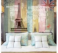 XLMING Retro Colour Woodgrain Hand Drawn Architecture 3D Wallpaper Luxury Home Dining Decor Paste Sofa Living Room The Wall for Bedroom Mural-250cm×170cm