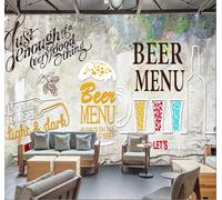 XLMING Retro Concrete Wall Hand Painted Beer Industrial Style 3D Wallpaper Luxury Home Dining Decor Paste Sofa Living Room The Wall for Bedroom Mural-300cm×210cm