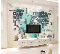 XLMING Retro Creative Alphabet World Map Sailboat 3D Wallpaper Luxury Home Dining Decor Paste Sofa Living Room The Wall for Bedroom Mural-430cm×300cm