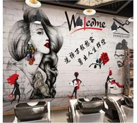 XLMING Retro Creative Brick Wall People Barber Shop 3D Wallpaper Premium Textured Silk Study Dining Living Room Bedroom Sofa TV Wall Easy Install-200cm×140cm