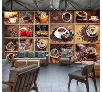 XLMING Retro Creative Coffee Beans Coffee Cup Café 3D Wallpaper Luxury Home Dining Decor Paste Sofa Living Room The Wall for Bedroom Mural-300cm×210cm