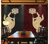 XLMING Retro Fingers Lotus Zen Religious 3D Wallpaper Luxury Silk Study Dining Feature Sofa Grey Bedroom Living Room Tv Decorative Wall-430cm×300cm