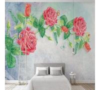 XLMING Retro Fresh Plants Colourful Flowers Butterflies 3D Wallpaper Premium Textured Silk Study Dining Living Room Bedroom Sofa TV Wall Easy Install-350cm×256cm