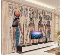 XLMING Retro Hand Drawn Abstract Egyptian Civilisation People 3D Wallpaper Silky Texture Home Study Office Grey Dining Room Sofa Bedroom Living Room TV Backdrop-150cm×105cm