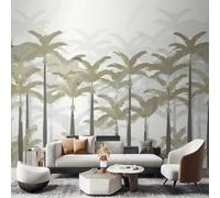 XLMING Retro Hand Drawn Abstract Tropical Coconut Trees Forest 3D Wallpaper Silky Texture Home Study Office Grey Dining Room Sofa Bedroom Living Room TV Backdrop-350cm×256cm