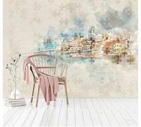 XLMING Retro Hand Drawn Abstract Urban Architecture Landscape 3D Wallpaper Luxury Silk Study Dining Feature Sofa Grey Bedroom Living Room Tv Decorative Wall-350cm×256cm