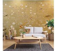 XLMING Retro Hand Drawn Branches Flowers Little Birds 3D Wallpaper Premium Textured Silk Study Dining Living Room Bedroom Sofa TV Wall Easy Install-430cm×300cm