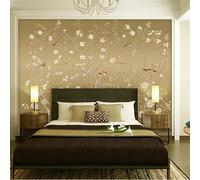 XLMING Retro Hand Drawn Branches Flowers Little Birds 3D Wallpaper Premium Textured Silk Study Dining Living Room Bedroom Sofa TV Wall Easy Install-400cm×280cm